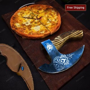 Handmade Viking Pizza Cutter Axe, Custom Christmas Gift for Him, Bearded Pizza Axe for Chefs & Pizza Lovers, Gift For Birthday, Anniversary
