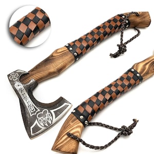 Hand Forged Carbon Steel Viking Axe Throwing Axe Vegvisir Axe HATCHET, Integral