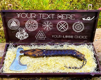 Personalized Norse Viking Axe With Custom Box – Engraved Axe with Gift Box for Weddings, Birthdays, Groomsmen, and Special Occasions