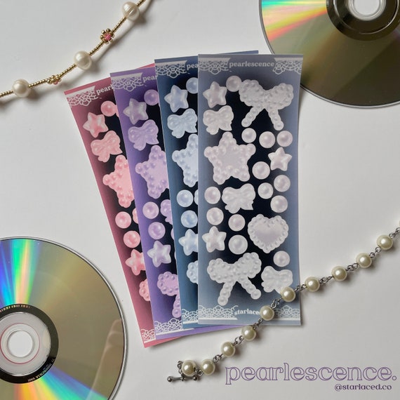 Pearlescence Sticker Sheet Pearl Aesthetic Y2K Stickers, Headphones Deco  Stickers, Star Bow Ribbon Stickers 