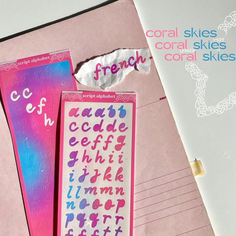 Script Alphabet Sticker Sheet Alphabet Letter Sticker Sheet Etsy