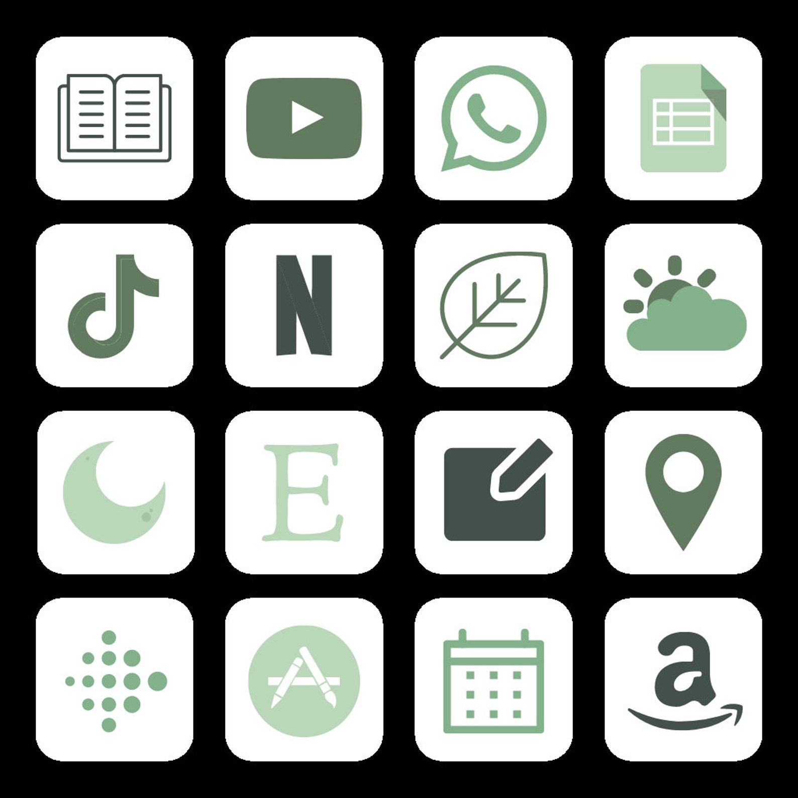 Green Aesthetic for Iphone Android Google App Icons Etsy