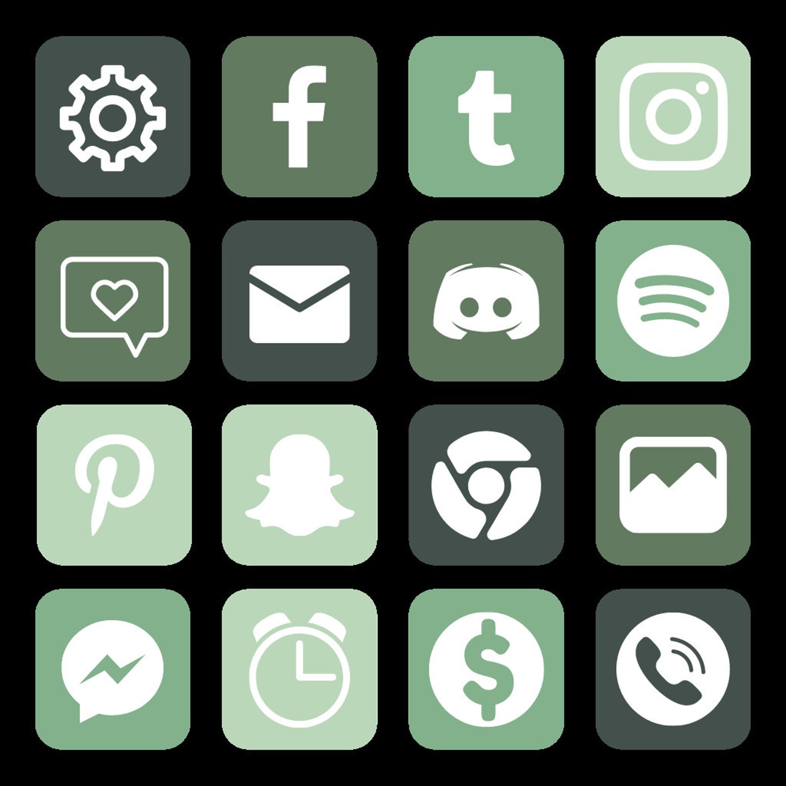 Green aesthetic for iPhone Android Google app icons Etsy