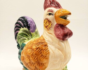 Rooster Scouring Scrub Pad Sponge Holder Kitchen Sink Counter Gemco Ceramic Chicken 66.5" tall, 5" long and 3" wide. Review photos for chips