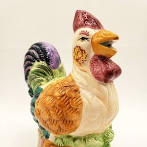 Rooster Scouring Scrub Pad Sponge Holder Kitchen Sink Counter Gemco Ceramic Chicken 66.5&quot; tall, 5&quot; long and 3&quot; wide. Review photos for chips