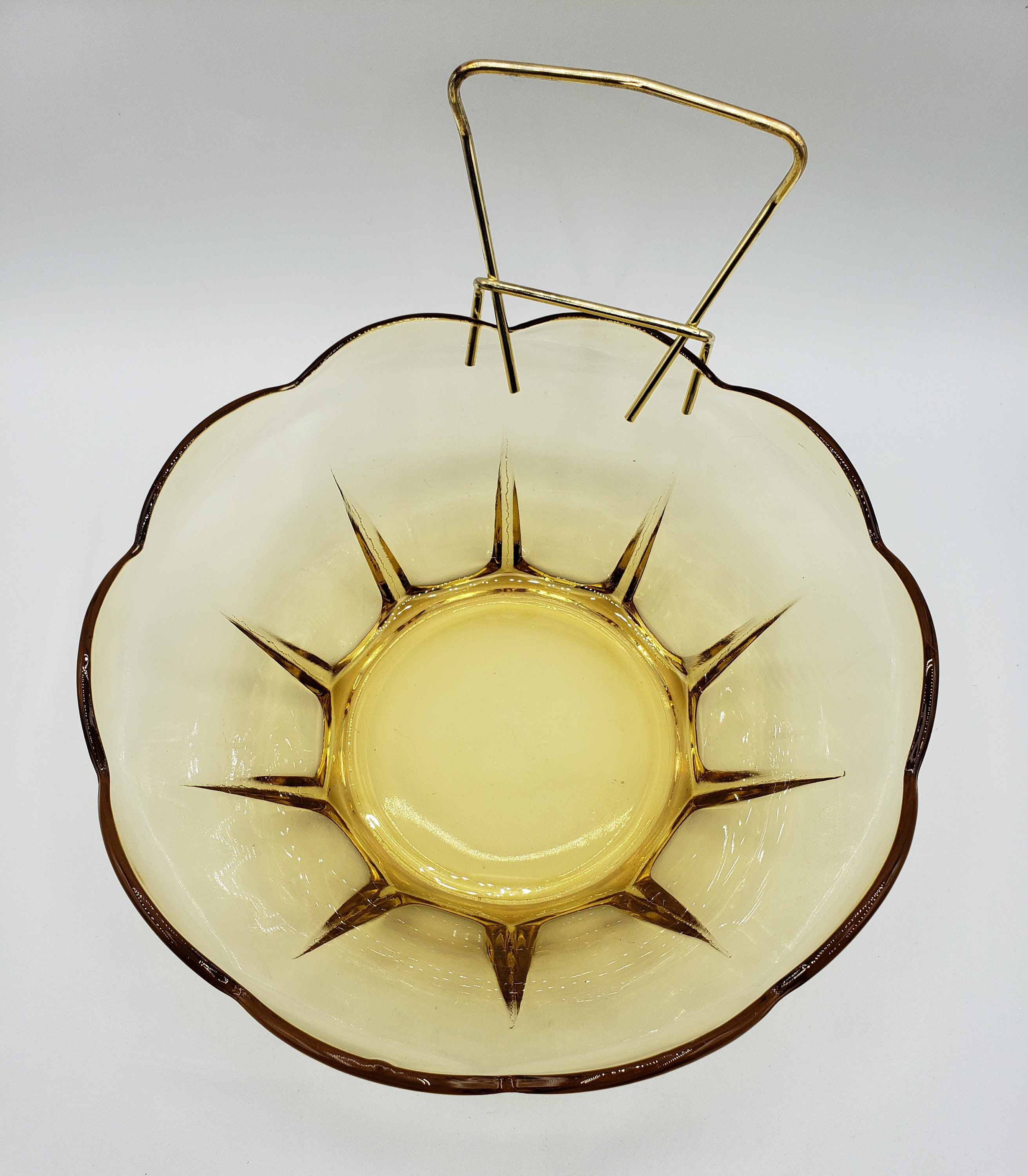 Anchor Hocking Honey Gold Chip & Dip Bowl Set Swedish Modern 3 Pc Amber