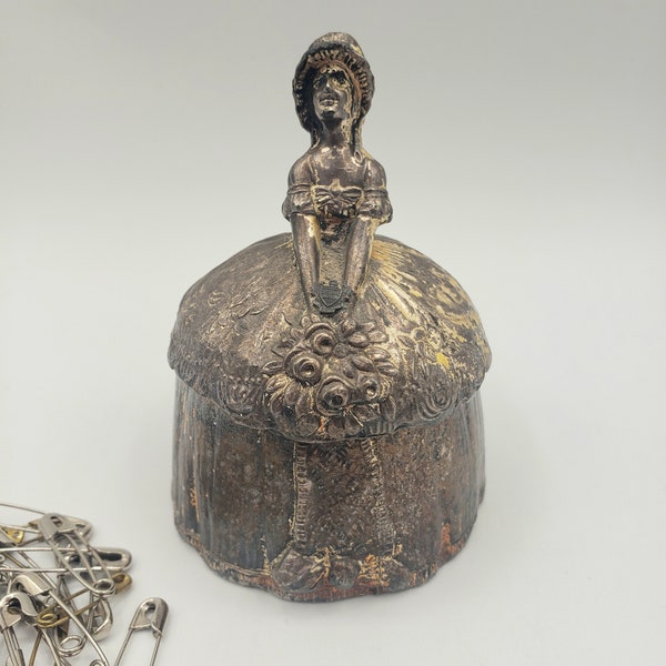 Crinoline Lady Trinket Vanity Box W.B. Mfg Silverplate Victorian Southern Belle. This fascinating item was made by W. B. Mfg Co (Weidlich Br