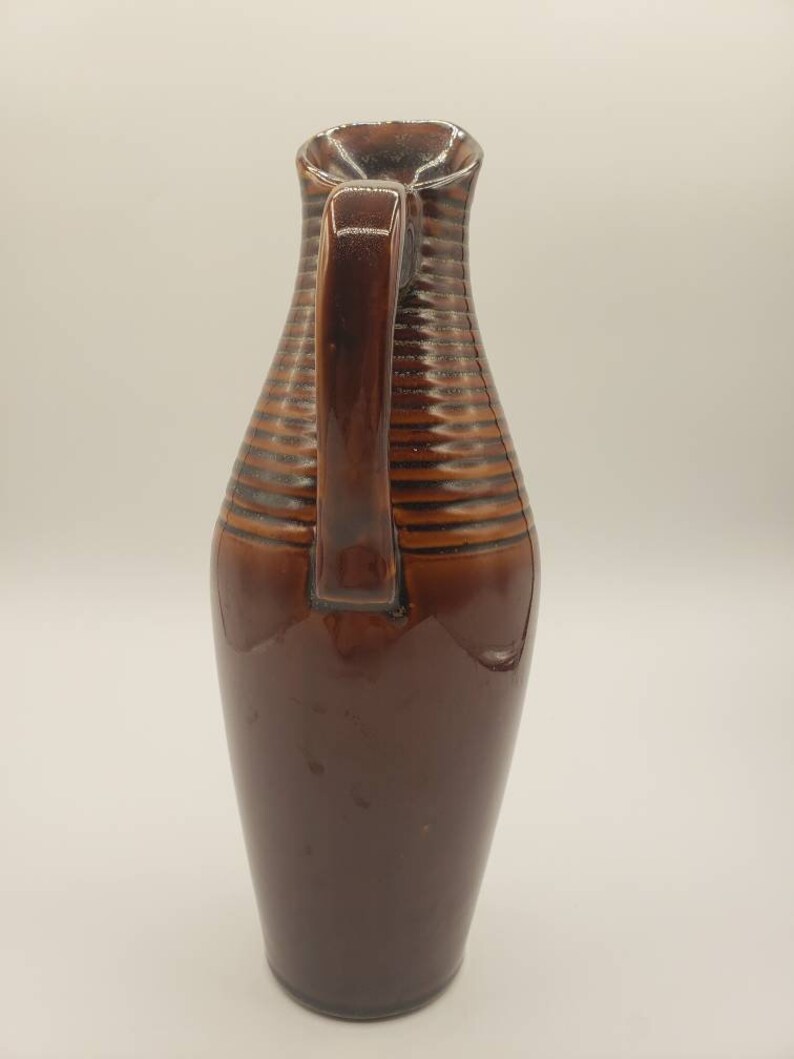 Hosley Pottery Vintage Brown Glazed Stoneware Vase Tall Etsy