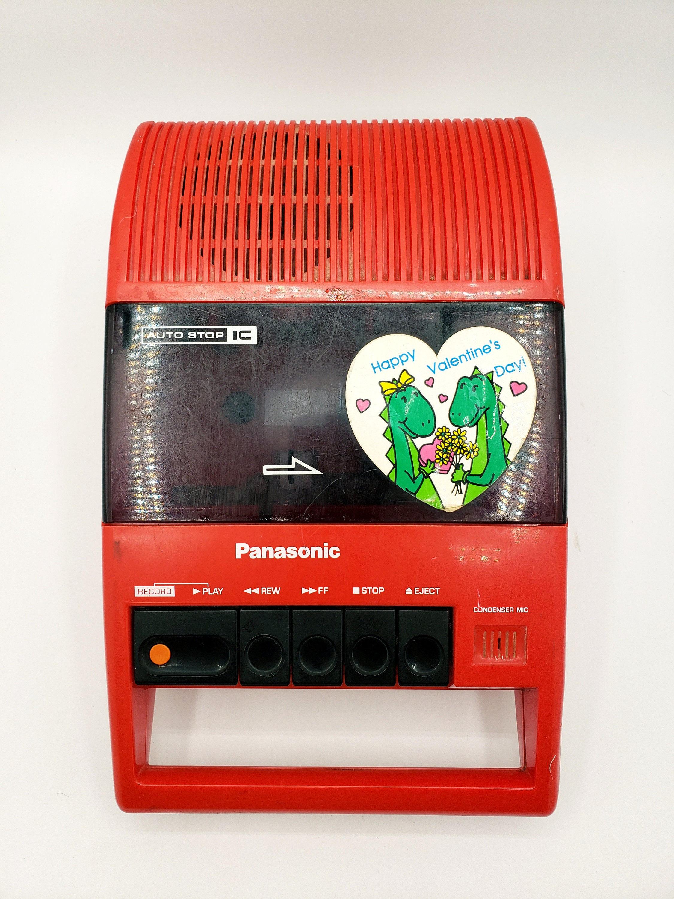 Panasonic RQ-44A RQ44a Red Portable Cassette Player Tape Recorder Works! 1985. Wonderful vintage portable cassette player! Made in Singapore