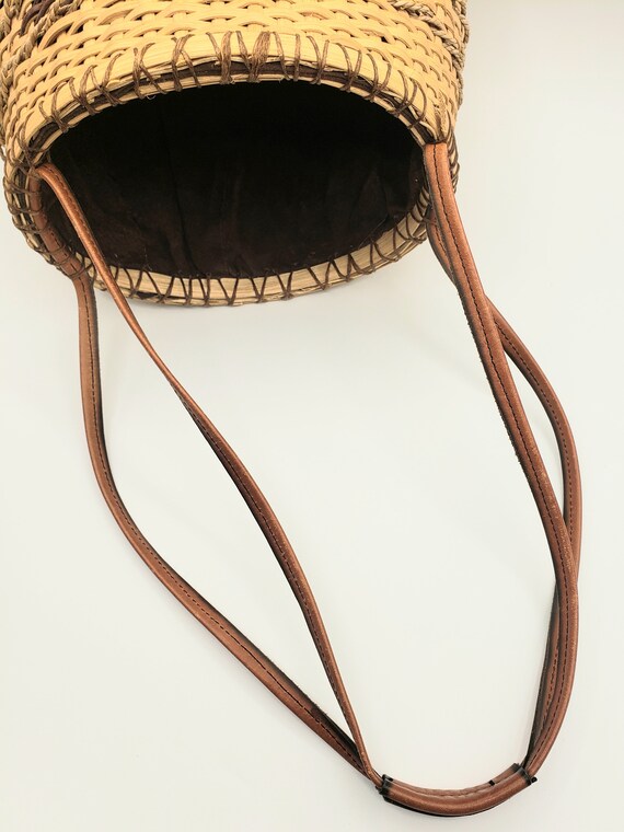 Vintage Woven Rattan Wicker Straw Basket Purse Bu… - image 10