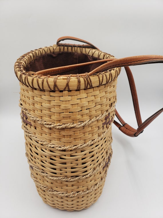 Vintage Woven Rattan Wicker Straw Basket Purse Bu… - image 5