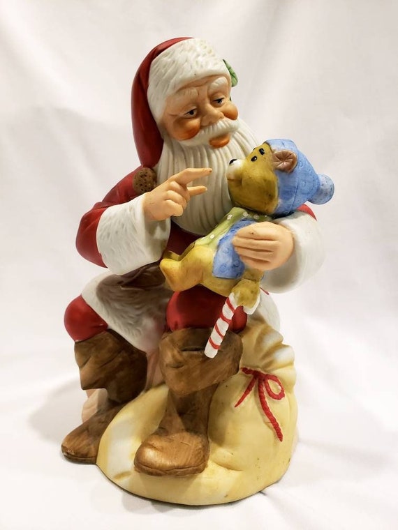 Vintage Porcelain Santa Music Box Bear Who Slept Through Etsy
