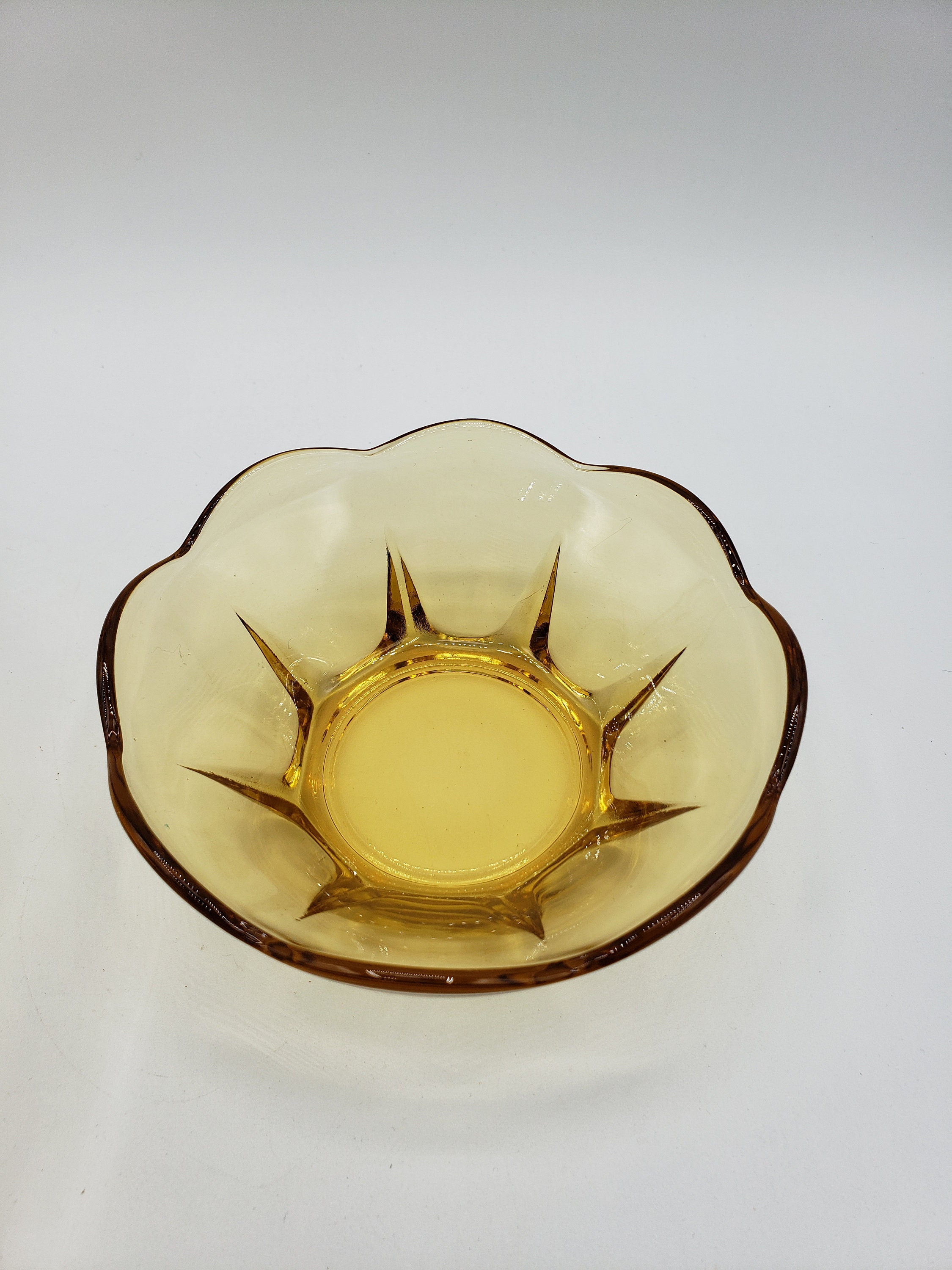 Anchor Hocking Honey Gold Chip & Dip Bowl Set Swedish Modern 3 Pc Amber