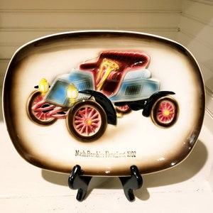 Vintage Ceramic Nash Rambler Runabout 1902 Decorative Wall Plate Collectible. This handsome plate measures 10 wide, 7.5 long, 1.5 high. image 1