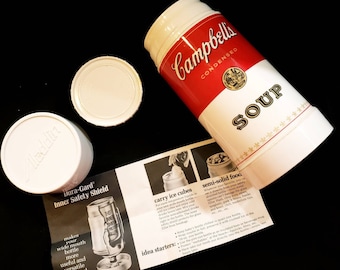 Vintage Thermos Campbell's Soup Collectible 10 oz Wide Mouth Insulated Aladdin. Complete with Original Instructions. Retro Thermos. Lunch.