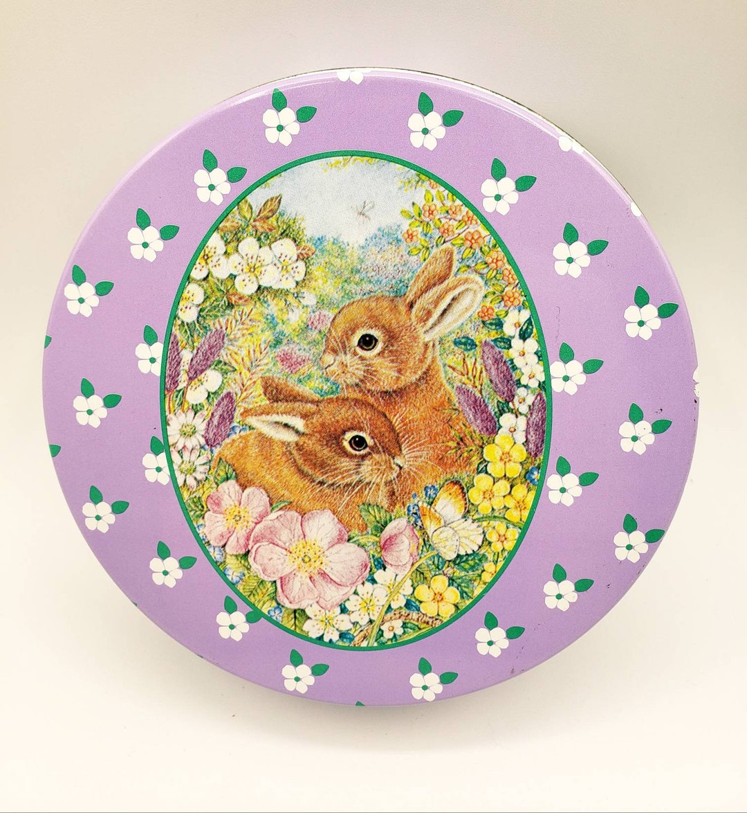 Anne Mortimer 1980s Easter Bunny Rabbit Spring Tin Cookie Container 6 ...