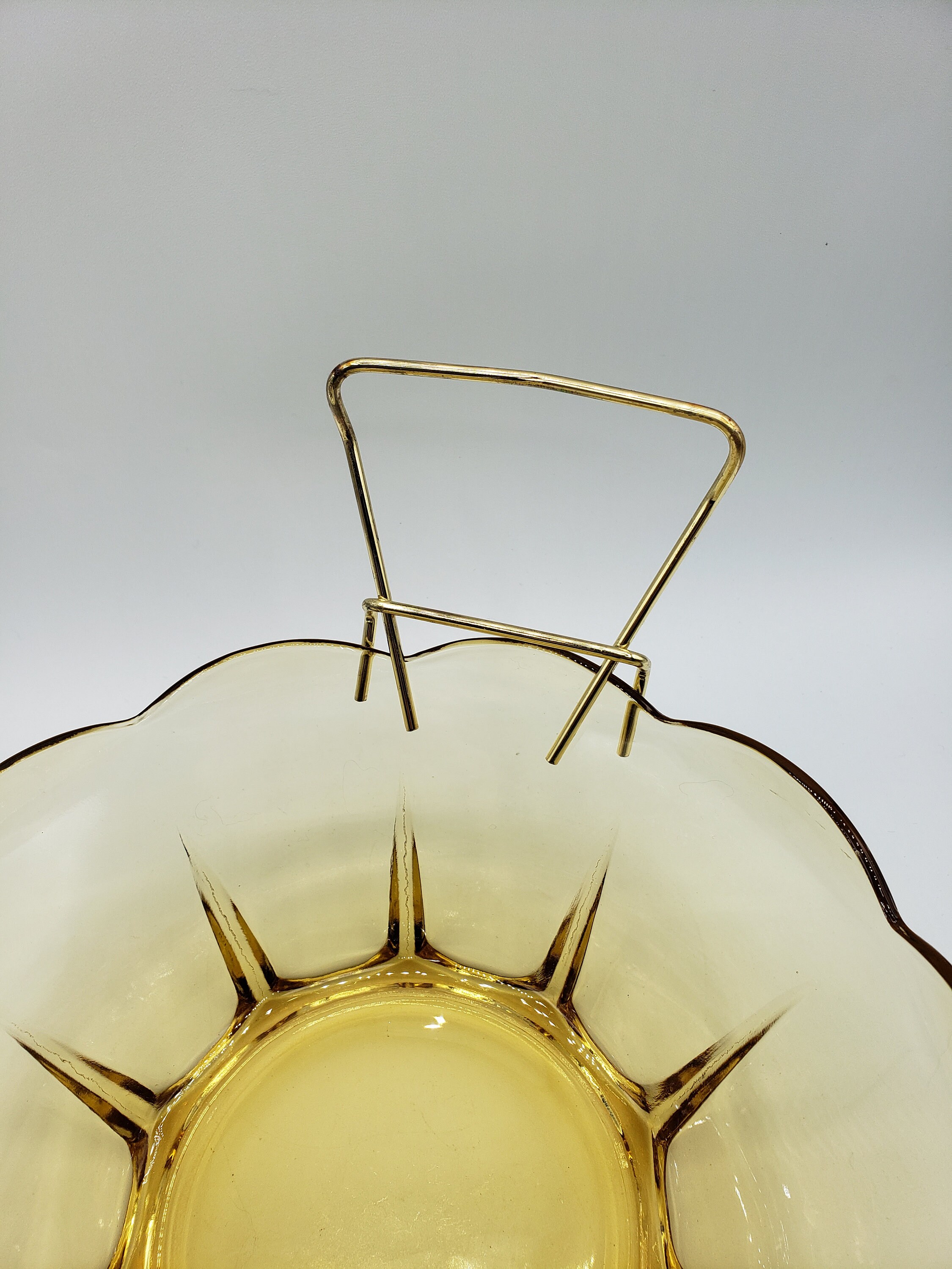 Anchor Hocking Honey Gold Chip & Dip Bowl Set Swedish Modern 3 Pc Amber