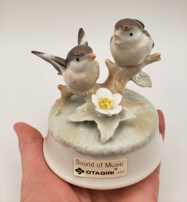 Otagiri Music Box Baby Birds sound of Music Japan Ceramic W Etsy