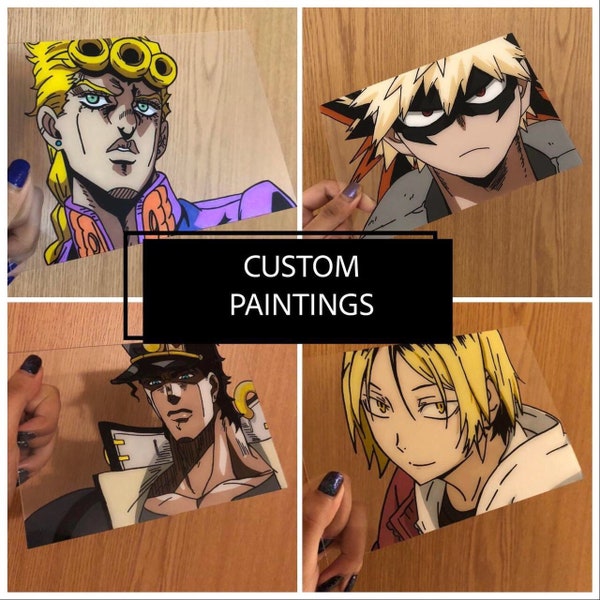 Peintures sur verre Anime personnalisées | Art sur verre inspiré de l'anime | Décoration anime, cadeaux, oeuvre d'art (5 x 7 pouces)