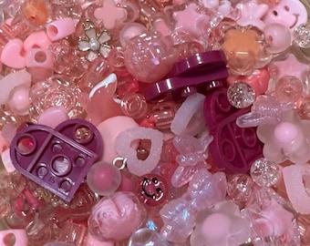 Mix de miçangas rosa suave | Miçangas sortidas para bricolage, artesanato e joalheria | 10g/20g/50g/100g | Sopa de miçangas/Colher de miçangas