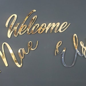 Custom Acrylic Name Sign Choose Your Font - living room decor, party decoration, baby name sign, nursery decor, mirror gold sign