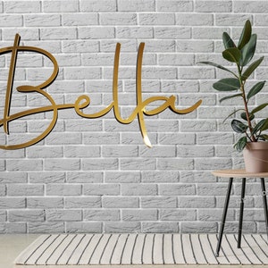 Custom Acrylic Name Sign Choose Your Font - living room decor, party decoration, baby name sign, nursery decor, mirror gold sign