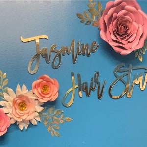 Custom Acrylic Name Sign Choose Your Font - living room decor, party decoration, baby name sign, nursery decor, mirror gold sign