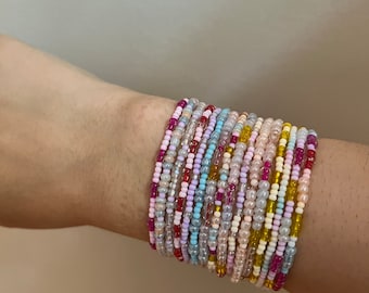 カラフルなビーズブレスレット、調節可能な友情ブレスレット、重ね 