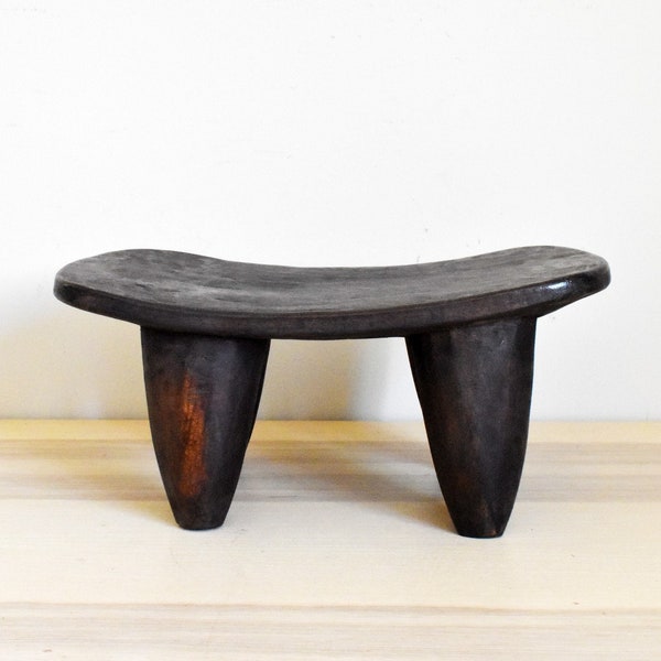 Handcarved African Senufo Wooden Stool, Unique Handcrafted Senegal Stool, Footstool, 16x11x7"