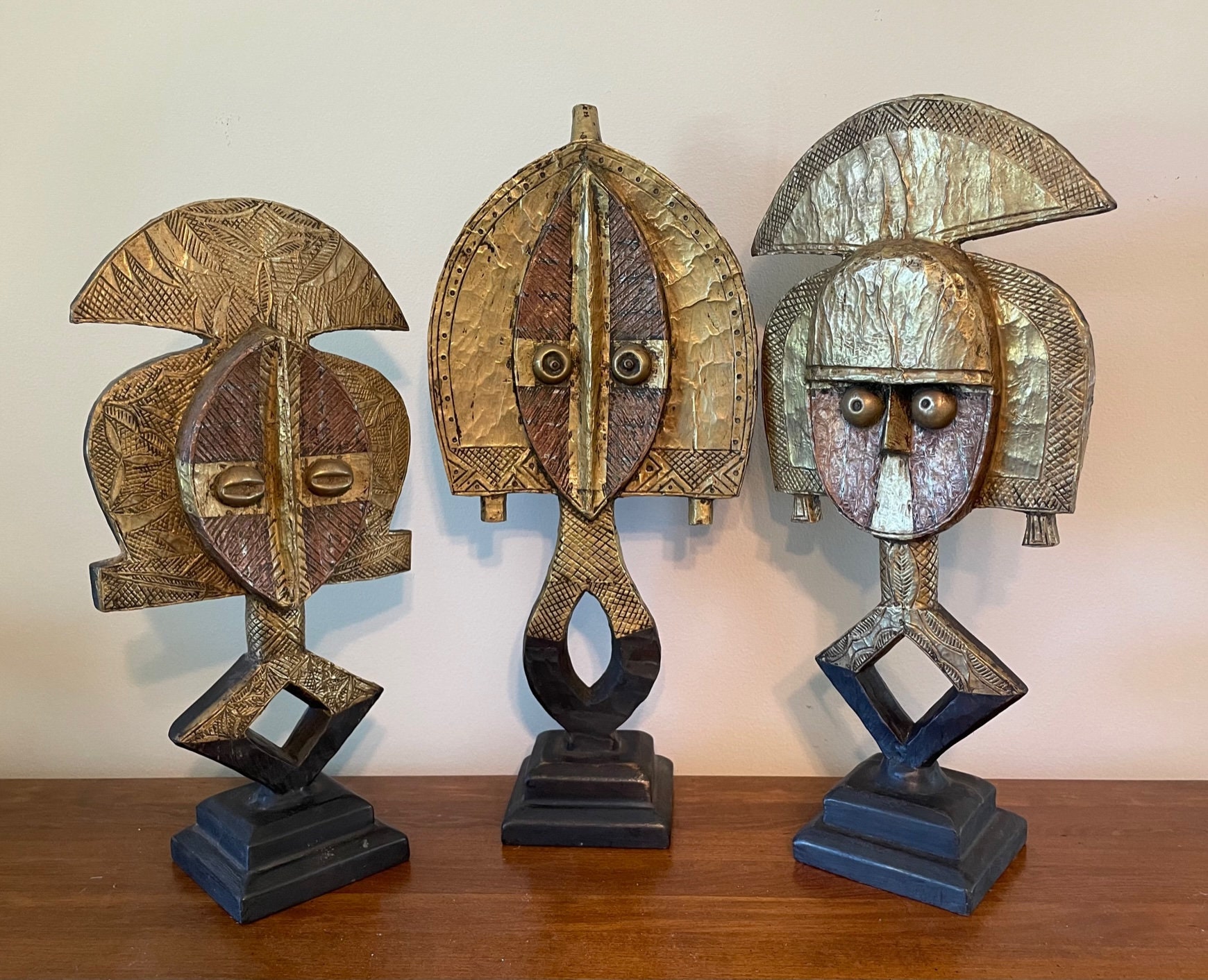 Hand-Carved Rare Bakota Reliquary Mask, Authentic Gabon Wood Mask, African Handmade Mask, Home Decor