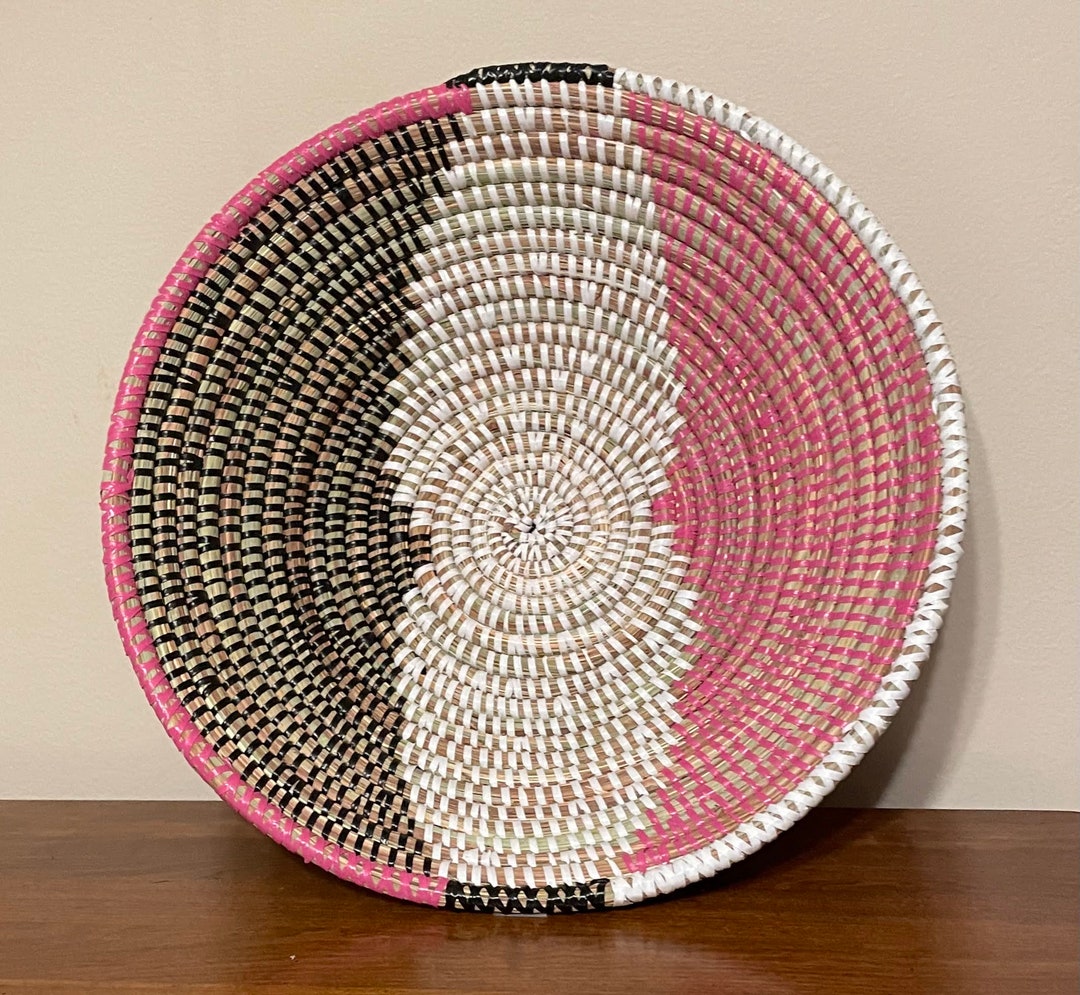 African Woven Basket, Senegal Basket, Woven Bowl, Natural Palm Fiber