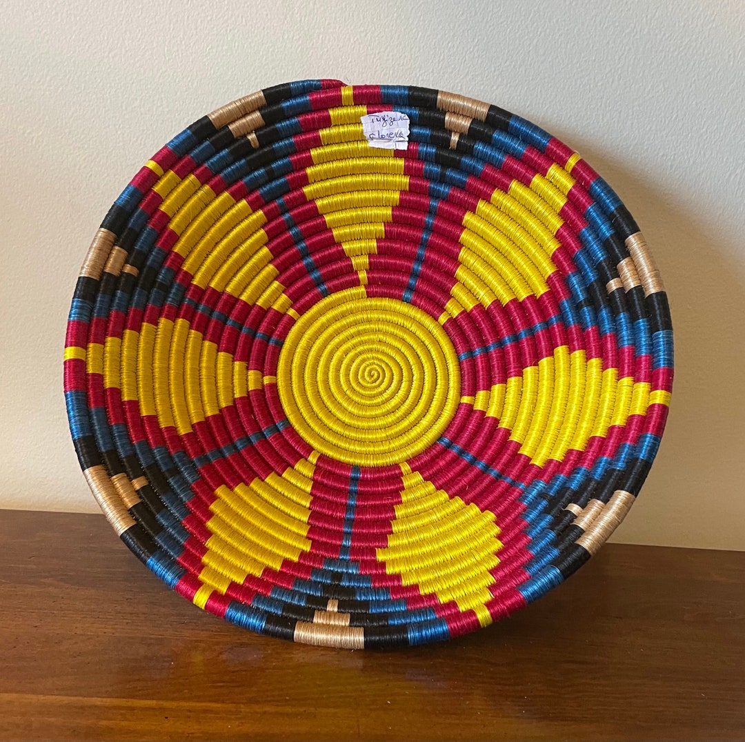 African Wall Basket, Rwanda Basket, Woven Bowl, Natural Sisal Fiber