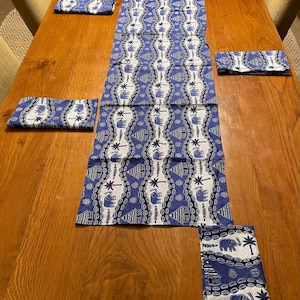 African Table Runner with Real Wax Block Print Fabric, Imported Authentic Handmade in Senegal, Dining Room Décor, Kitchen Decor