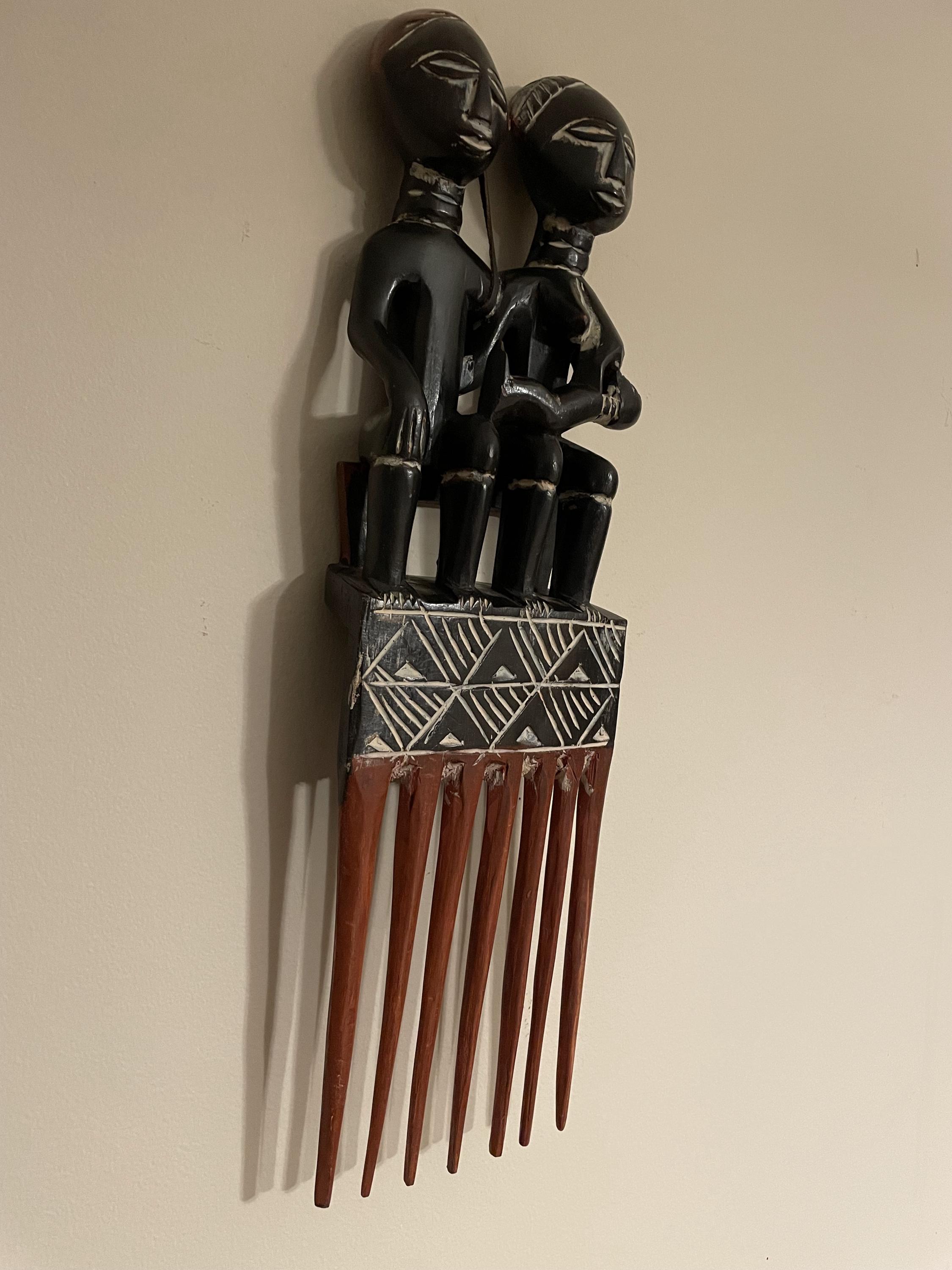 Hand-carved Rare Asante Comb, Authentic Ghana Wood Sculpture, African ...