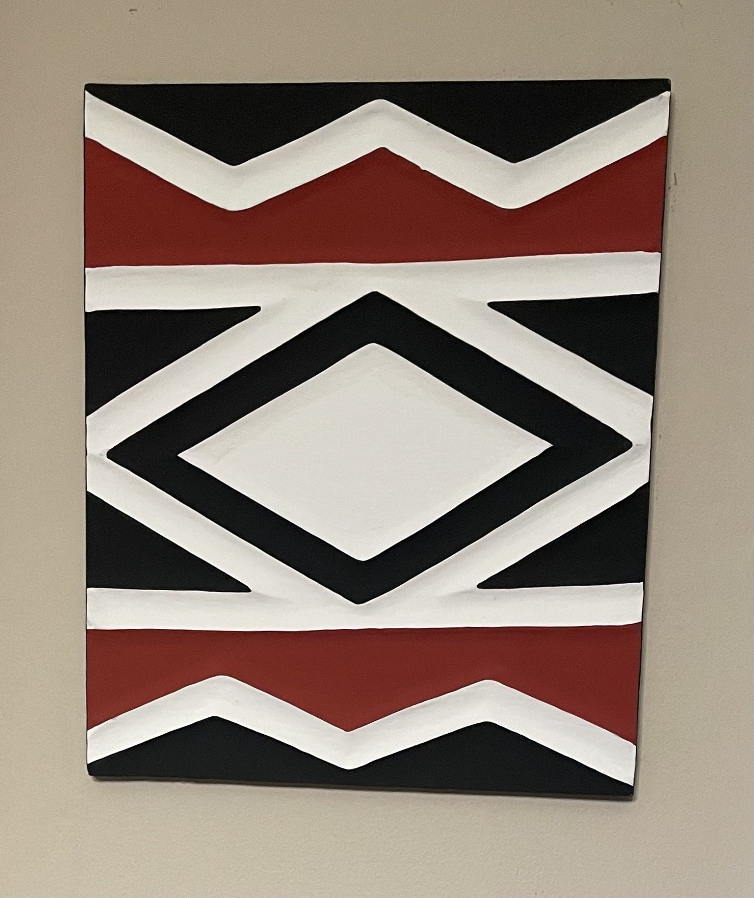 Motif Rwanda Rwandan Imigongo Painting on Wood, Unique African Geometric Painting ...