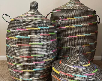 Esschert Design Set of 3 Woven Baskets in Wood Fibre