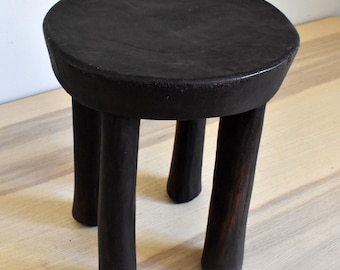 Handcarved African Wooden Stool, Unique Handcrafted Senegal Stool, Accent Stool, 12-13" Tall