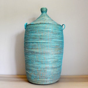 African Extra-Large Woven Basket, Senegal Laundry Basket/Hamper, storage basket, 30" Tall/18" Diameter