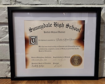 Sunnydale High School Diploma | Digital or Printed Option | Buffy the Vampire Slayer