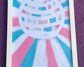 Transgender Flag Print, cute LGBTQIA+ rights Print, Queer Gift, trans disco, party