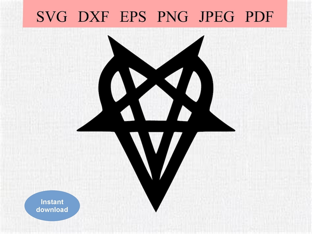 Heartagram Symbol / SVG DXF EPS / Reversed Pentagram Logo Within a