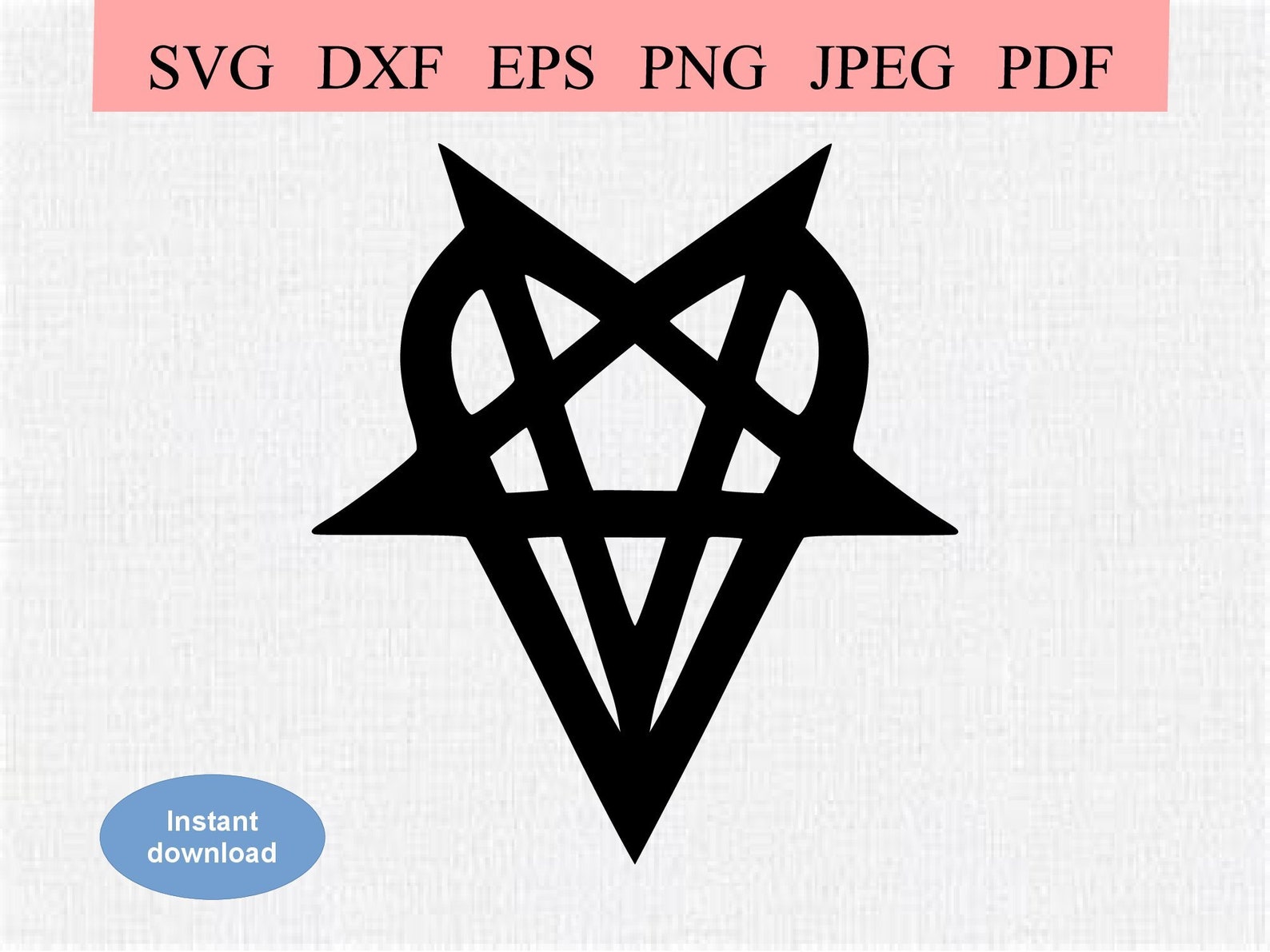 Heartagram Symbol / SVG DXF EPS / Reversed Pentagram Logo Within a ...