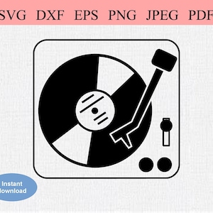 Retro draaitafel / SVG DXF EPS / abstracte vintage draaitafel met een vinylplaat / geometrische draaitafel / muziekfeest / audio-entertainment