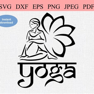 Sanskriet Yoga Logo / SVG DXF EPS / Yoga geschreven met Sanskriet letters / Love Yoga / Meditatie Spiritualiteit Vrede / Hatha Ashtanga Bikram
