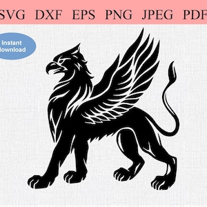Abstract Griffin / SVG DXF EPS / Fierce Griffin / Half Eagle Half Lion / Mythical Beast / Griffin Heraldry Logo / Griffon Monster Creature