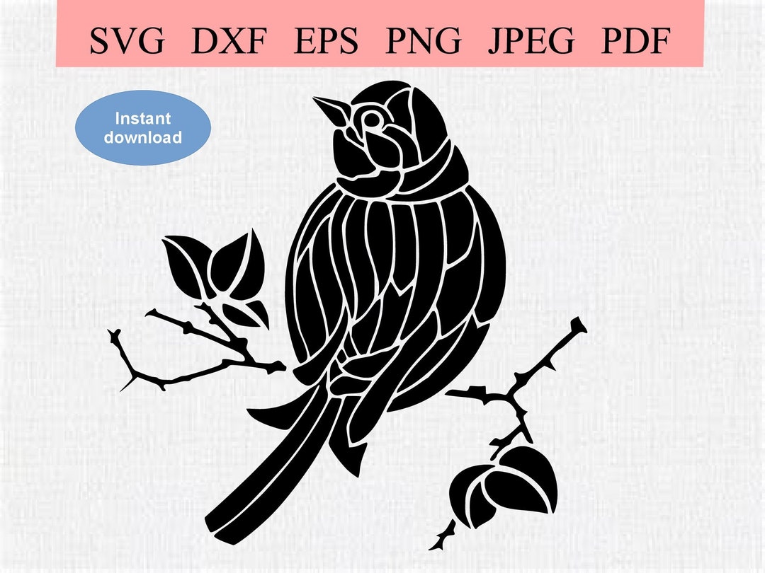 Songbird / SVG DXF EPS / Small Bird Sitting on a Tree Branch - Etsy