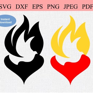 Sacred Heart with Holy Spirit / SVG DXF EPS / Sacred Heart of Jesus / Catholic Dove Symbol / Sacred Heart of Mary / Catholic Mass Liturgy