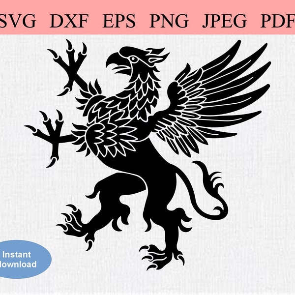 Abstract Griffin / SVG DXF EPS / Fierce Griffin / Half Eagle Half Lion / Mythical Beast / Griffin Heraldry Logo / Griffin Monster Creature