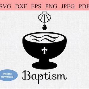 Battesimo cattolico / SVG DXF EPS / Battesimo cristiano / Santissimo sacramento della Chiesa cattolica / Messa cattolica / Stencil di benedizione dell'acqua santa