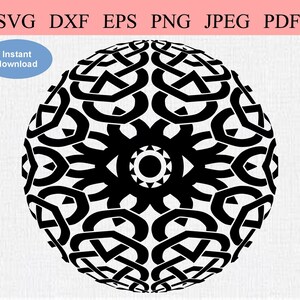 Optical Illusion Sun Eye 3D Sphere Stencil con Celtic Knot Design / SVG DXF PNG / Celtic Sphere inganna l'occhio sembrando una palla 3D
